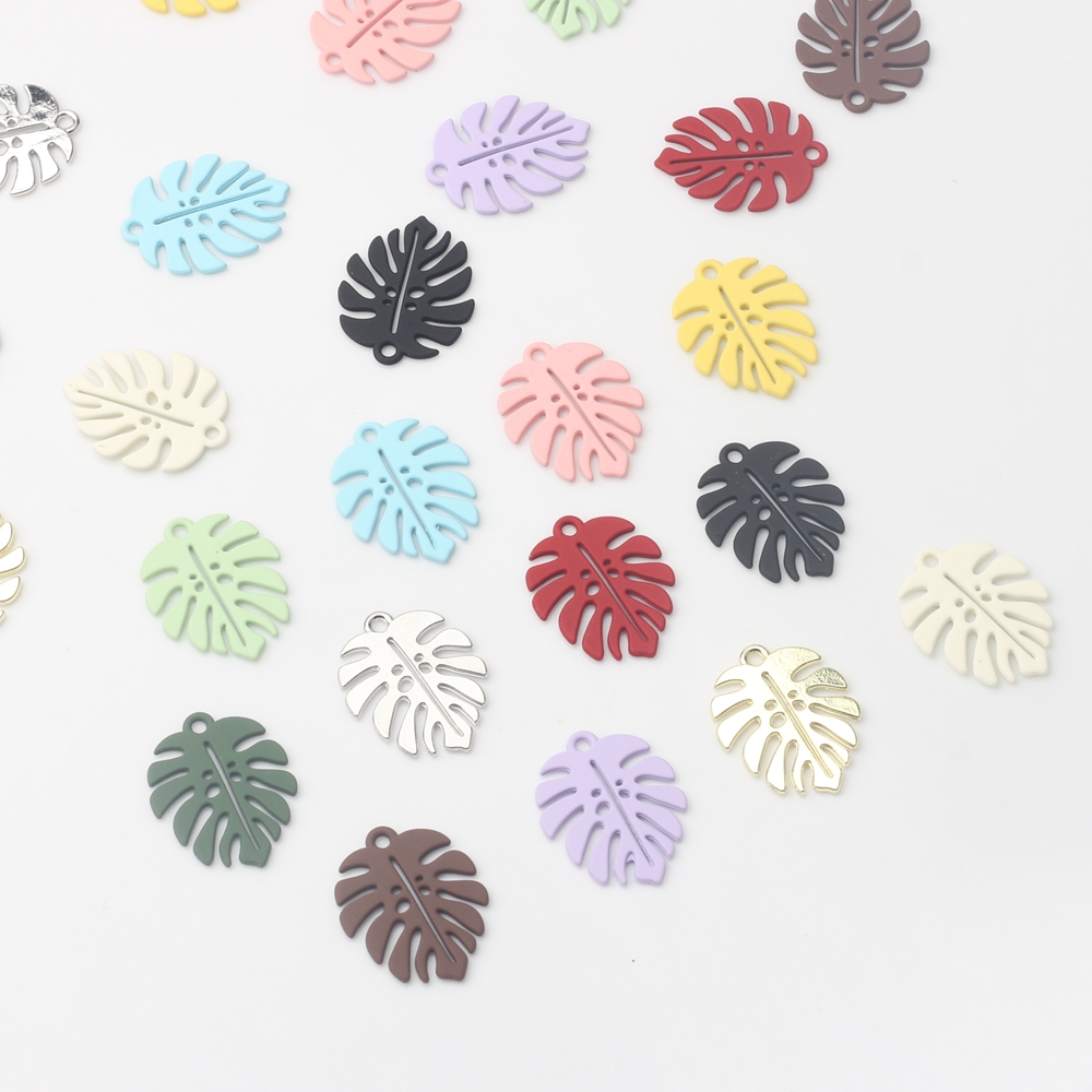 Metallic Spray Paint - สังกะสีจี้สีสเปรย์ที่มีสีสัน Leaf Charms 10ชิ้น/ล็อตสำหรับ DIY แฟชั่นเครื่องประดับต่างหูทำอุปกรณ์เสริม