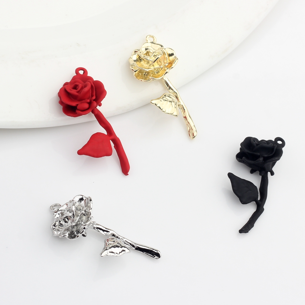 Metallic Spray Paint - สังกะสีโลหะผสมโลหะสีสเปรย์ Rose ดอกไม้ Charms จี้ 6