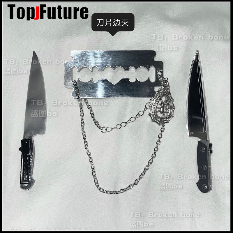 Cosplay Prop Knife - อุปกรณ์คอสเพลย์สไตล์โกธิคโลลิต้า ฮาราจูกุ y2k เข็มกลัดรูปแมงมุมสำหรับสาวๆ ผู้หญิง กิ๊บติดผมรูปหัวกะโหลก