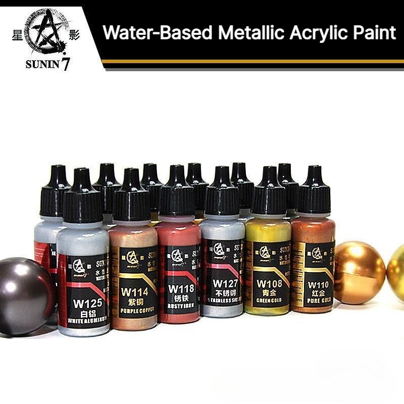 Metallic Spray Paint - ซันิน 7 W101-124 สีอะคริลิกสูตรน้ำที่เป็นมิตรต่อสิ่งแวดล้อม ขนาด 20