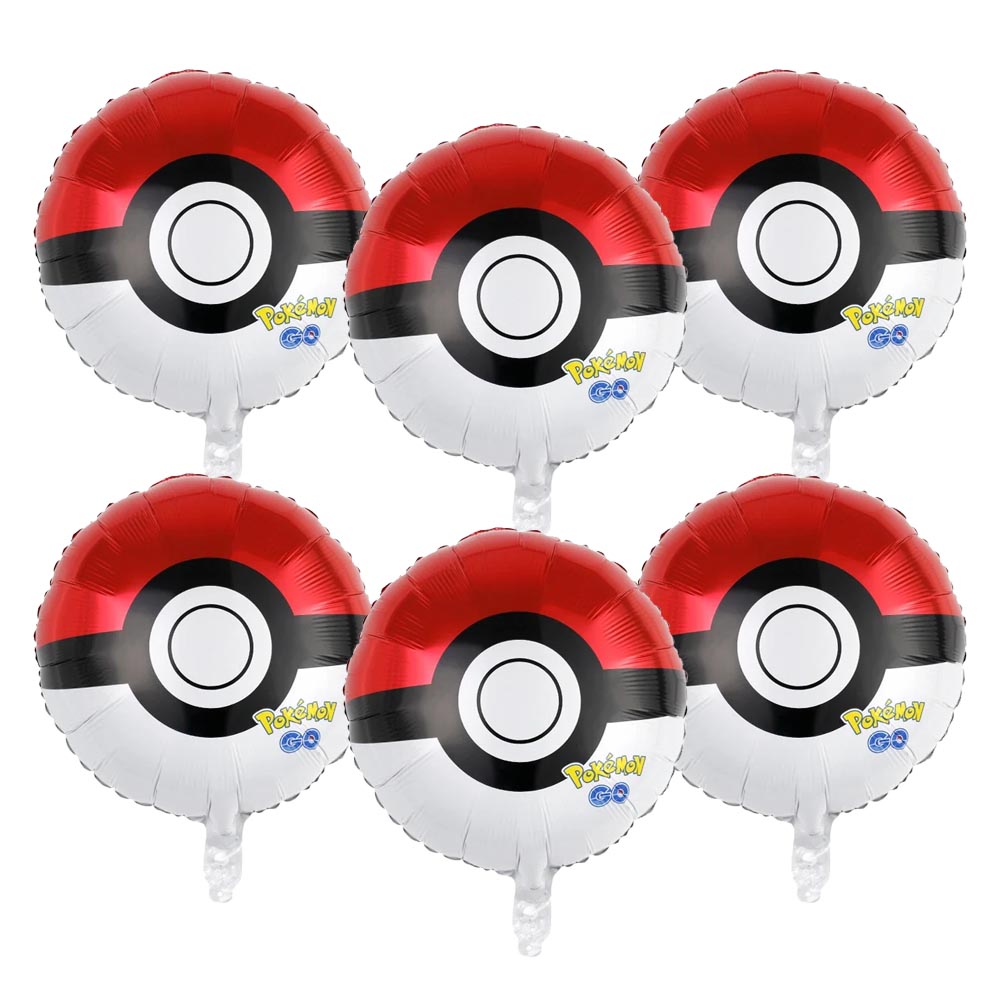 Pokeball Cosplay Prop - ชุดลูกโป่งการ์ตูนปิกาจู 6 ชิ้น สำหรับงานวันเกิด ปี 2026