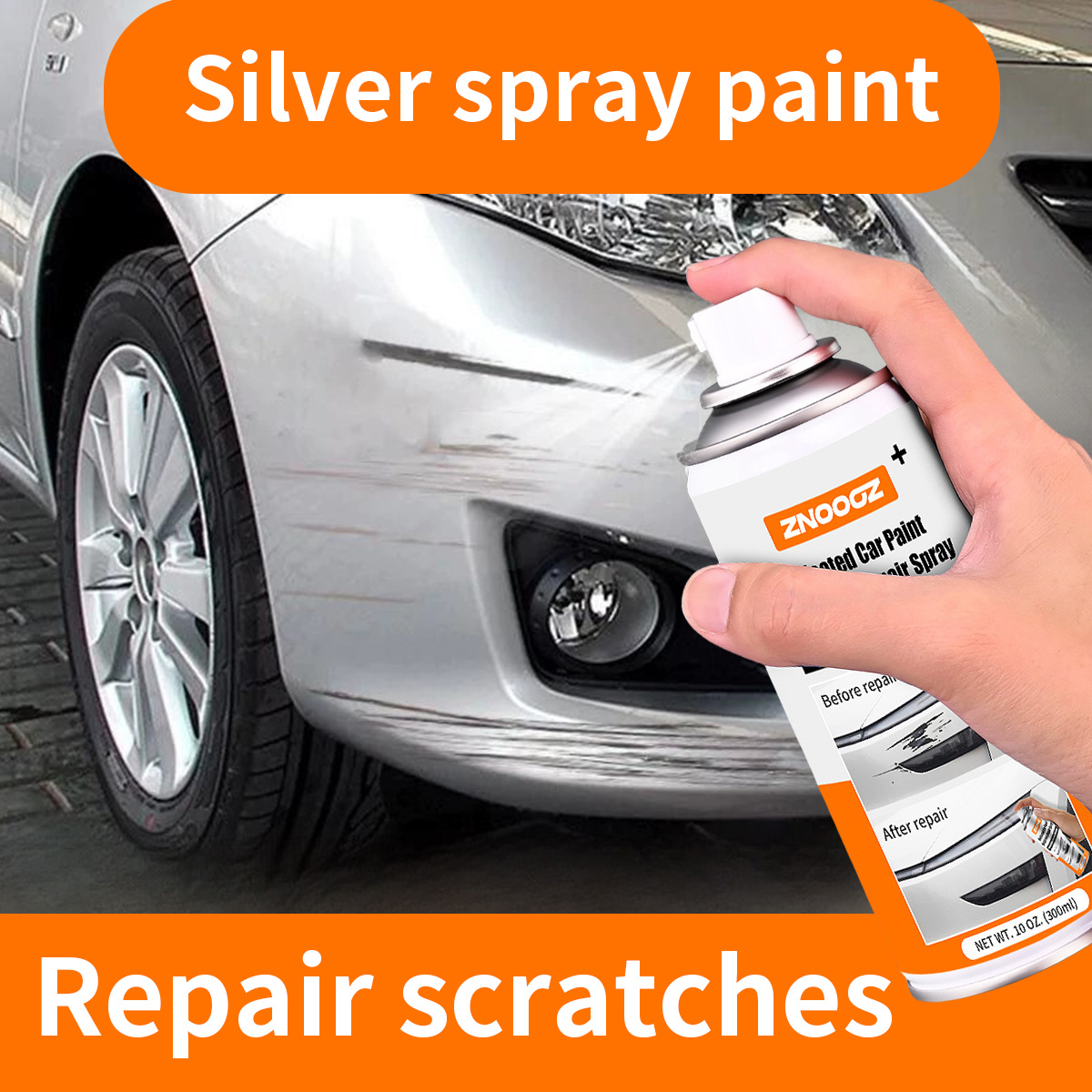 Silver Car Scratch Repair Spra - Metallic Spray Paint บทวิจารณ์และราคา